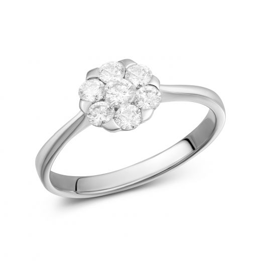 Кольцо с бриллиантами в белом золоте 1К193-0709