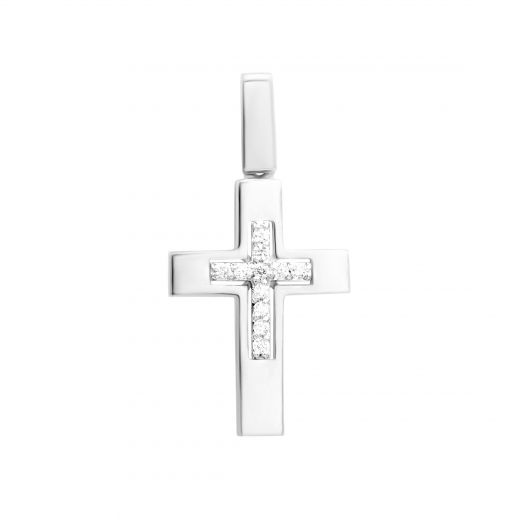 Cross with diamonds in white gold 1П814ДК-0002