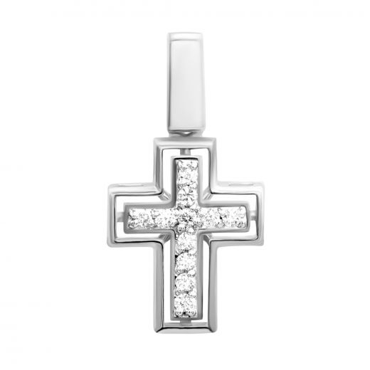 Cross with diamonds in white gold 1P814DK-0004