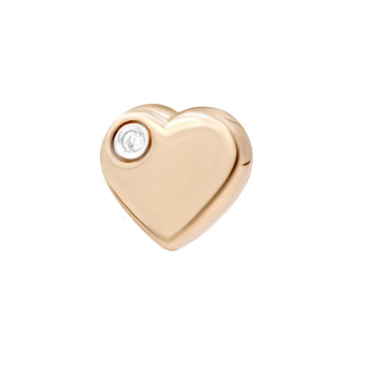 Pendant heart with a diamond in rose gold 1П814ДК-0011