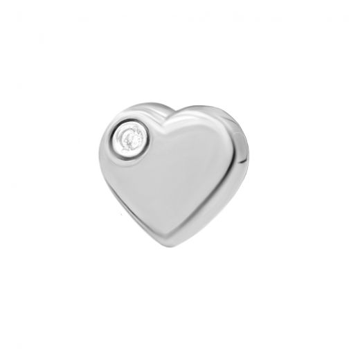 Pendant heart with a diamond in white gold 1П814ДК-0012