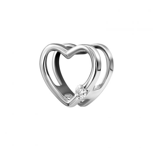 Pendant heart with a diamond in white gold 1П814ДК-0023