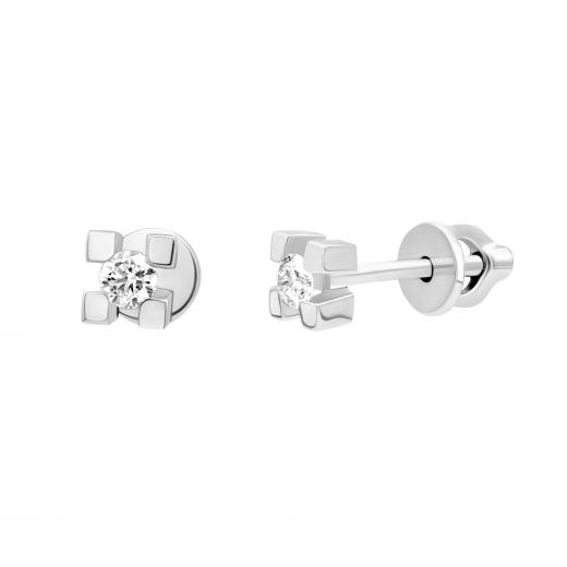 Earrings with diamonds in white gold 1S814DK-0004