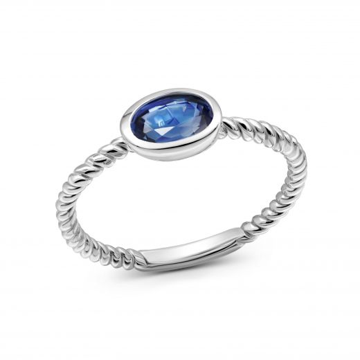 ring with a sapphire in white gold 1К034ДК-1733