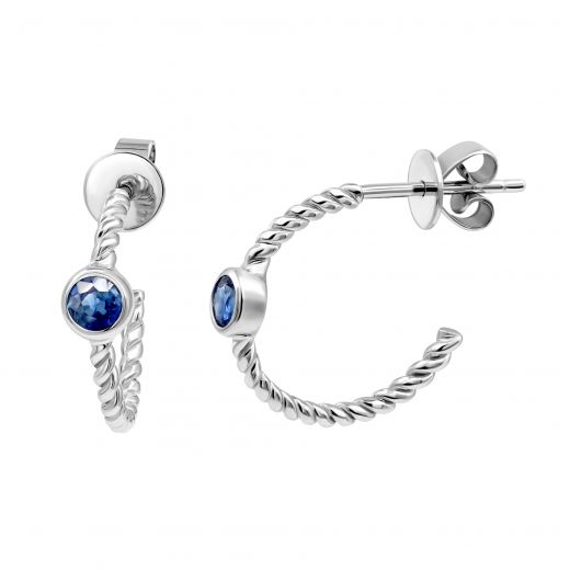 Earrings with sapphires in white gold 1С034ДК-1749