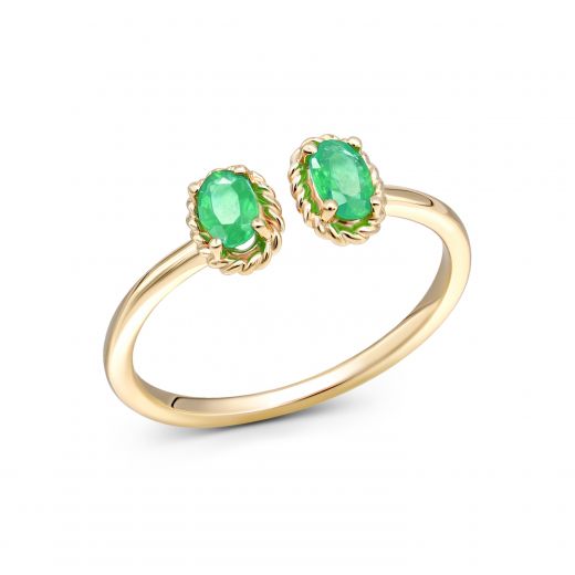 Ring with emeralds in yellow gold 1К034ДК-1736