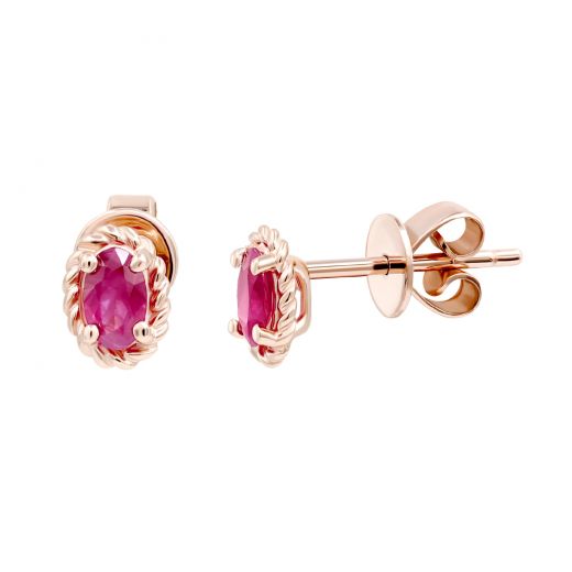 Earrings with rubies in rose gold 1С034ДК-1751