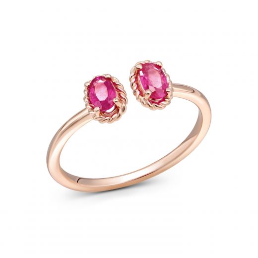 Ring with rubies in rose gold 1К034ДК-1737