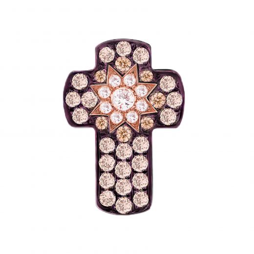 Cross pendant with diamonds in rose gold 1-245 998