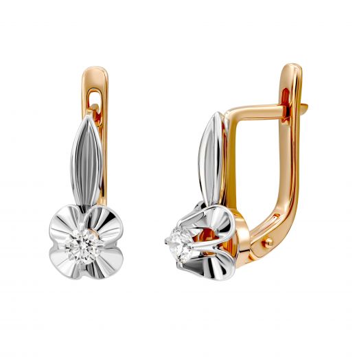 Earrings with diamonds in a combination of white and rose gold 1-245 897
