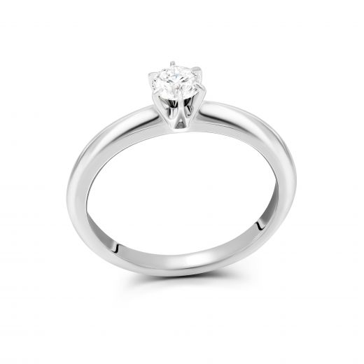 Ring with a diamond in white gold 1К377ДК-0042