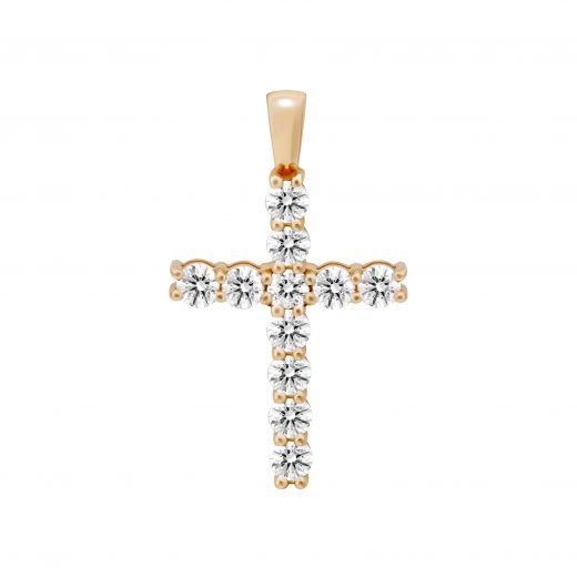 Крестик с бриллиантами в розовом золоте 1-245 916