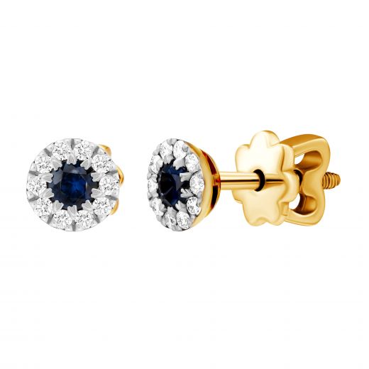 Earrings with diamonds and sapphires in rose gold 1-210 467