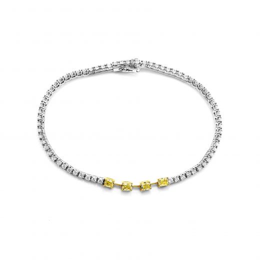 Bracelet with yellow and colorless diamonds in a combination of white and yellow gold 1-246 025