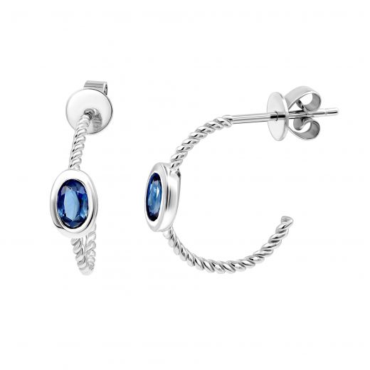 Earrings with sapphires in white gold 1С034ДК-1757