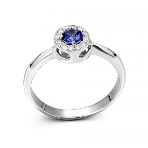 Diamond and sapphire ring in white gold 1-246 919