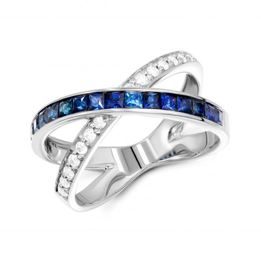 Ring with diamonds and sapphires in white gold 1-248 727