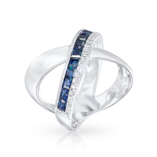 Ring with diamonds and sapphires in white gold 1-248 728