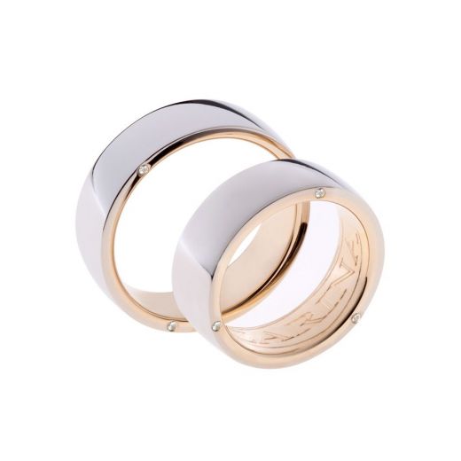 Обручальное кольцо в комбинации белого и розового золота 2ОБ619-0028