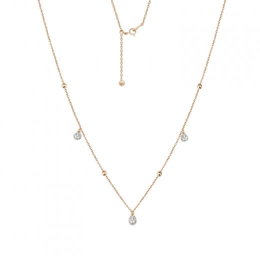Necklace with diamonds in rose gold 1Л034-0213
