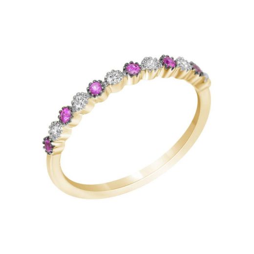 Ring with diamonds and horn sapphires in horn gold 1К034-1521