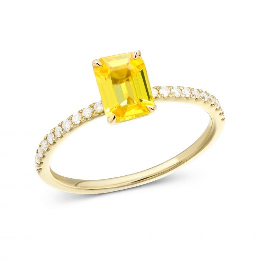 Ring with diamonds and yellow sapphires in yellow gold 1К034ДК-1680