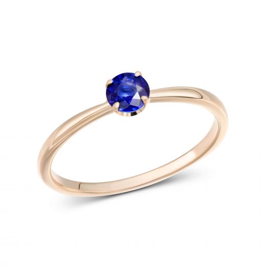 ring with a sapphire in rose gold 1К034ДК-1687