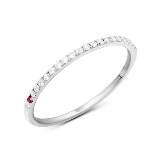 Ring with diamonds and ruby in white gold 1K034DK-1712