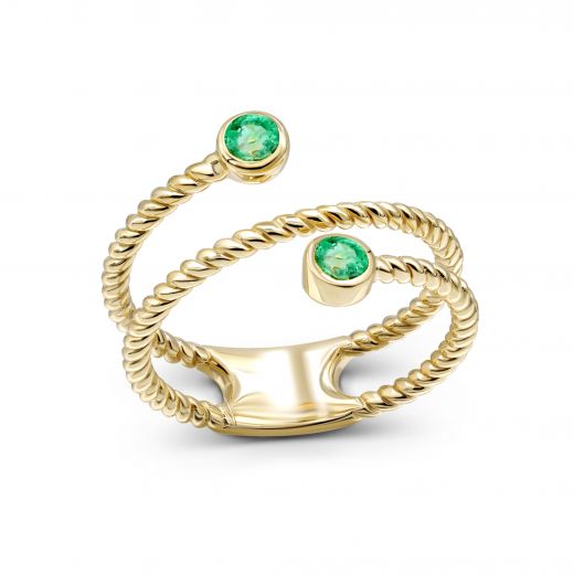 Ring with emeralds in yellow gold 1К034ДК-1751