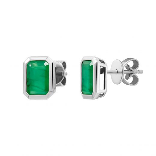 Earrings with emeralds in white gold 1С034ДК-1753