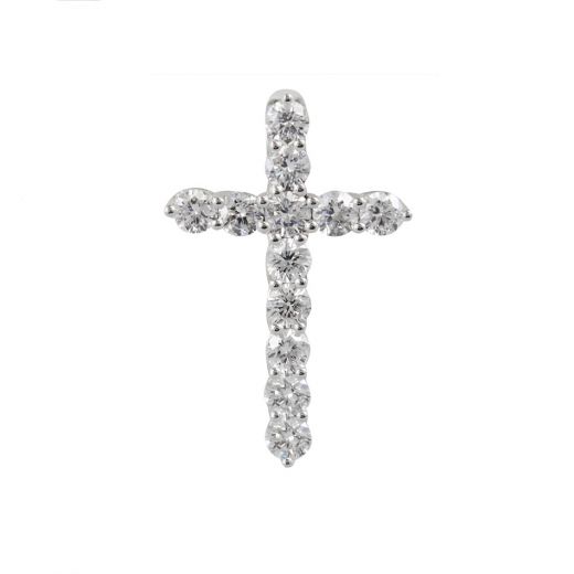 Cross pendant with diamonds in white gold 1P171-0014