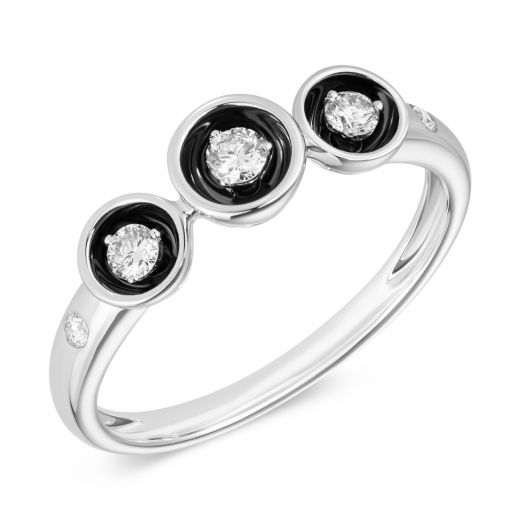 White gold ring with diamonds and black rhodium