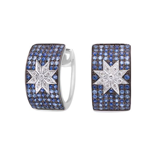 Earrings with diamonds and sapphires in white gold 1С759-0436