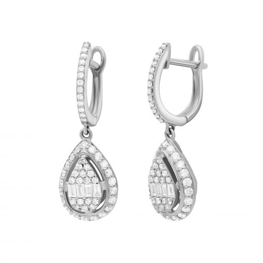 Earrings with diamonds in white gold 1С809-0384