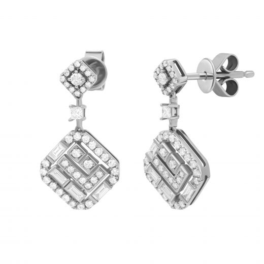 Earrings with diamonds in white gold 1С809-0386