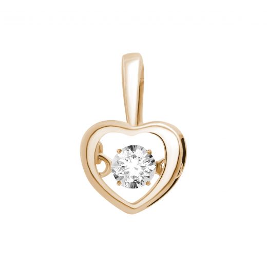 Pendant heart with a diamond in rose gold 1П814ДК-0007