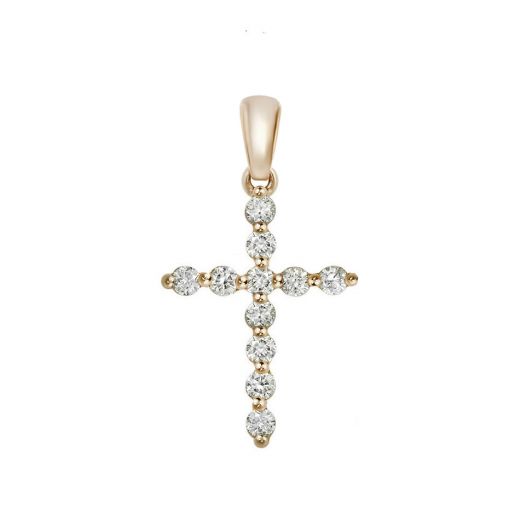 Cross with diamonds in rose gold 1П955ДК-0010