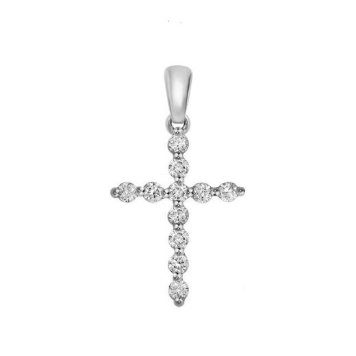 Cross with diamonds in white gold 1П955ДК-0011
