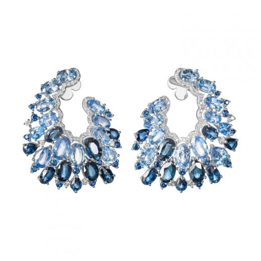 Earrings in white gold with diamonds and sapphires ZARINA Snow Queen