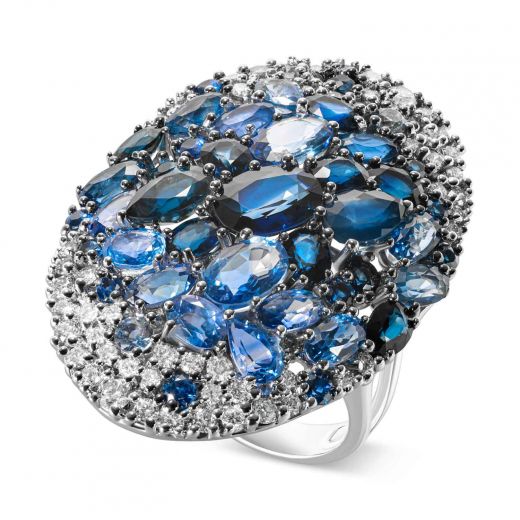 Ring with diamonds, sapphires 1К956-0126