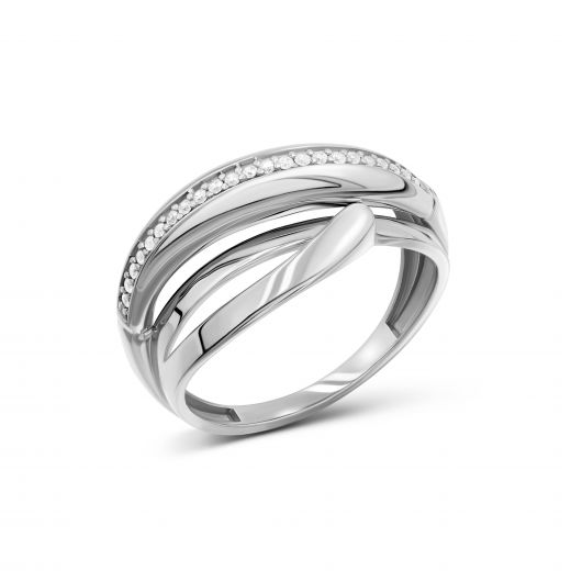 Ring with zirconias on white gold 2-211 000