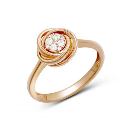 Ring with zirconias in ivory gold 2К480-0408