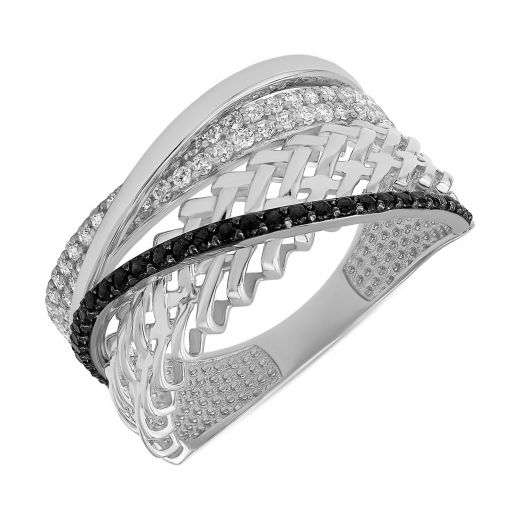 Ring with zirconias on white gold 2-230 657