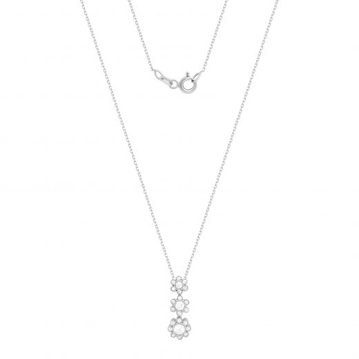 Necklace Spring with cubic zirconias in white gold