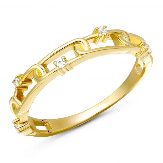 Ring with zirconias in yellow gold 2К914-0082