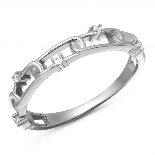 Ring with zirconias in white gold 2К914-0081