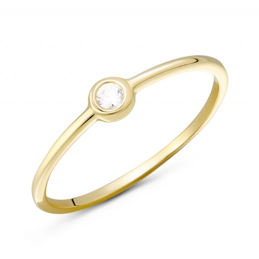 Ring with fianit in yellow gold 2К914-0105