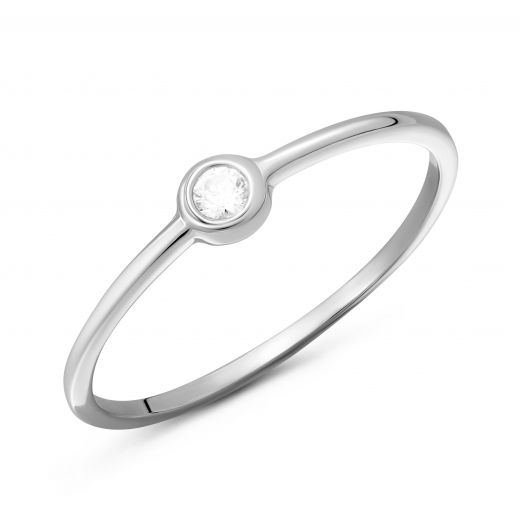 Ring with fianit in white gold 2К914-0104