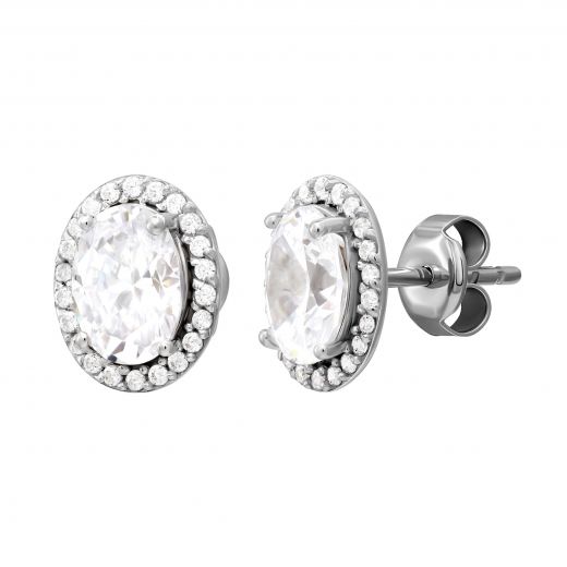 Earrings studs with zirconias in white gold 2С765-0158