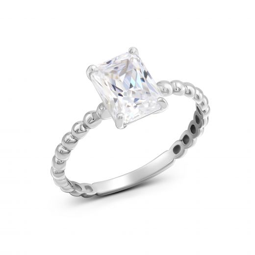 Ring with cubic zirconia in white gold 2K765-0153